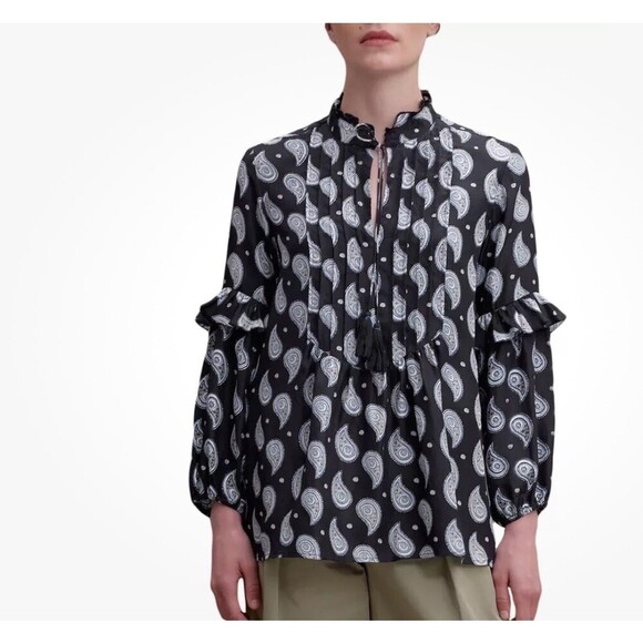 Roberta Roller Rabbit Tops - ROBERTA ROLLER RABBIT Women's Navy blue Malvika Ishorya Top SZ S MSRP $195 SILK